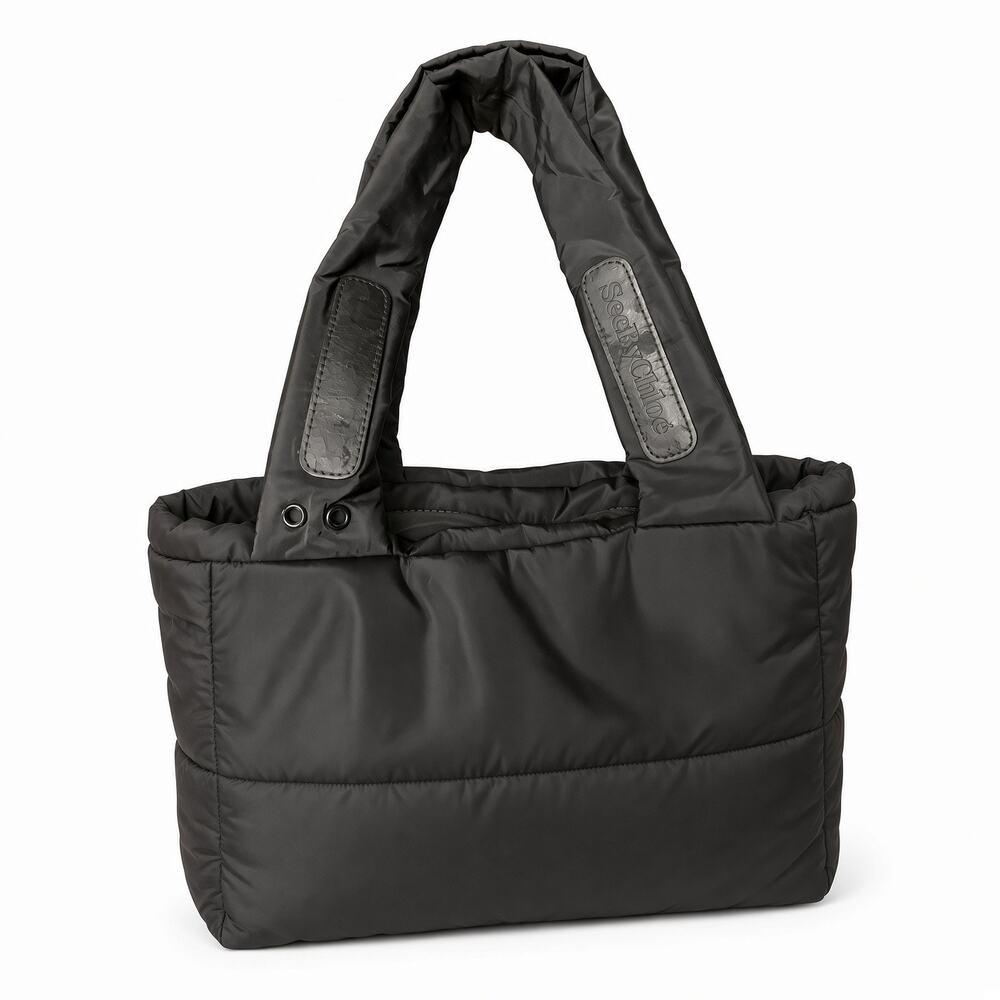 See by Chloé Joy Rider Black Nylon Puffer Tote Bag